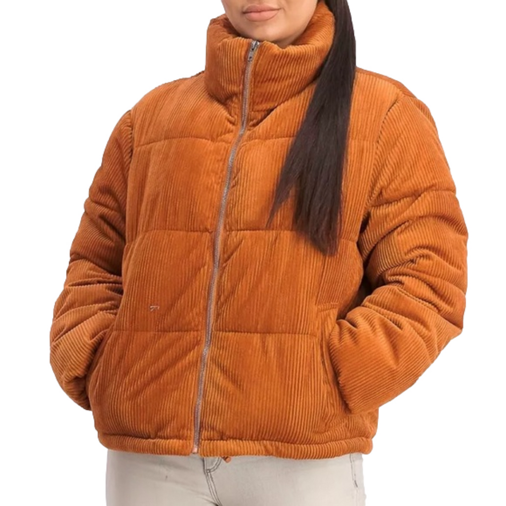 COLLECTION B women’s thick/heavy size medium corduroy puffer jacket in rust NWT